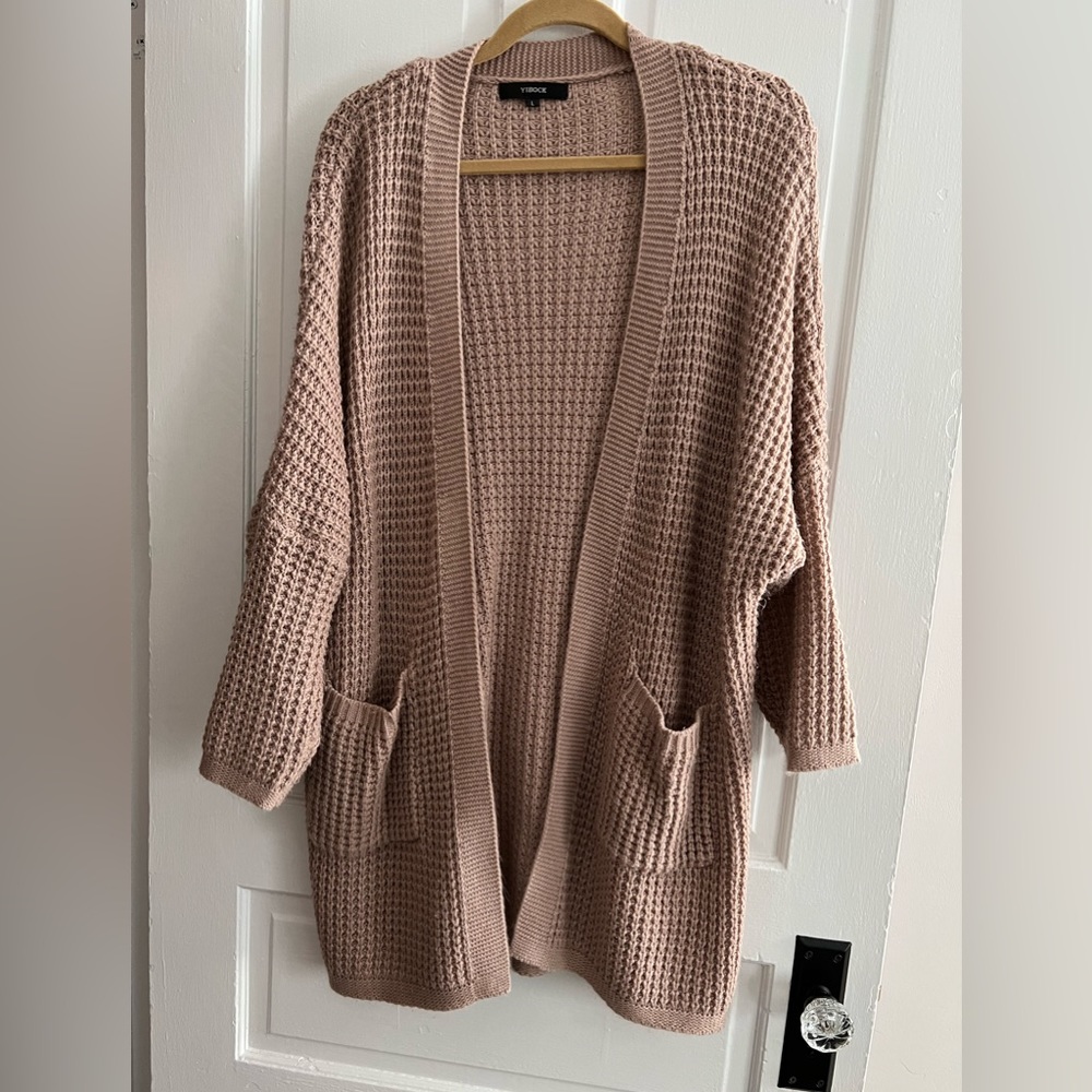 Yibok Long Cardigan w/ Pockets Dusty Mauve L